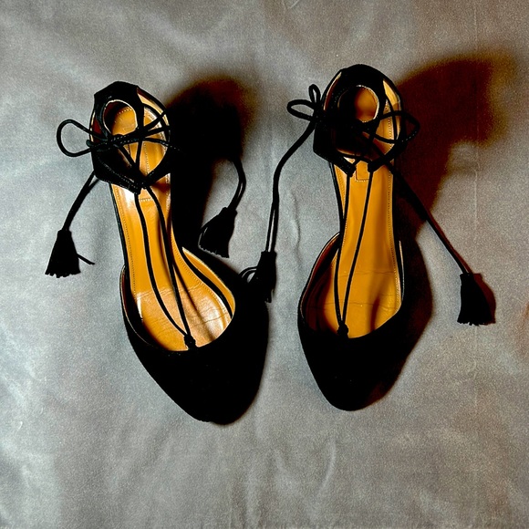 Aquazurra, Alexa, size 9, tassels, block heel
